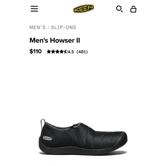 Men’s keen Slip On Howser II Size 11.5 Black Walking Indoor Outdoor Excellent - Picture 2 of 9